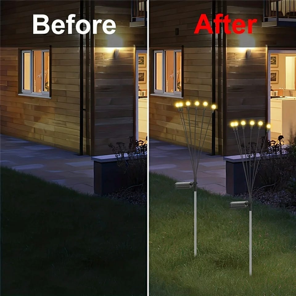Solar Garden Lights - Firefly LED Waterproof Fairy Lights for Outdoor Decoration - 6 LED / 8 LED