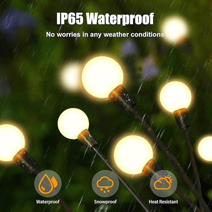 Solar Garden Lights - Firefly LED Waterproof Fairy Lights for Outdoor Decoration - 6 LED / 8 LED