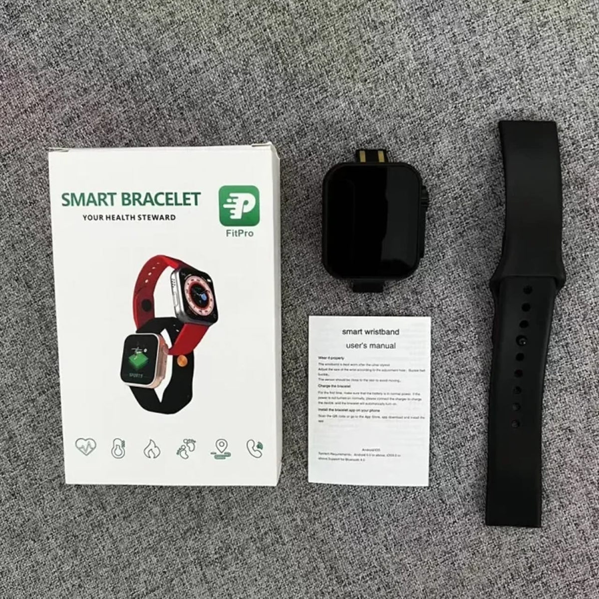 D20 Ultra Fitness Smart Bracelet Watch – Bluetooth Heart Rate & Blood Pressure Monitor (Black)