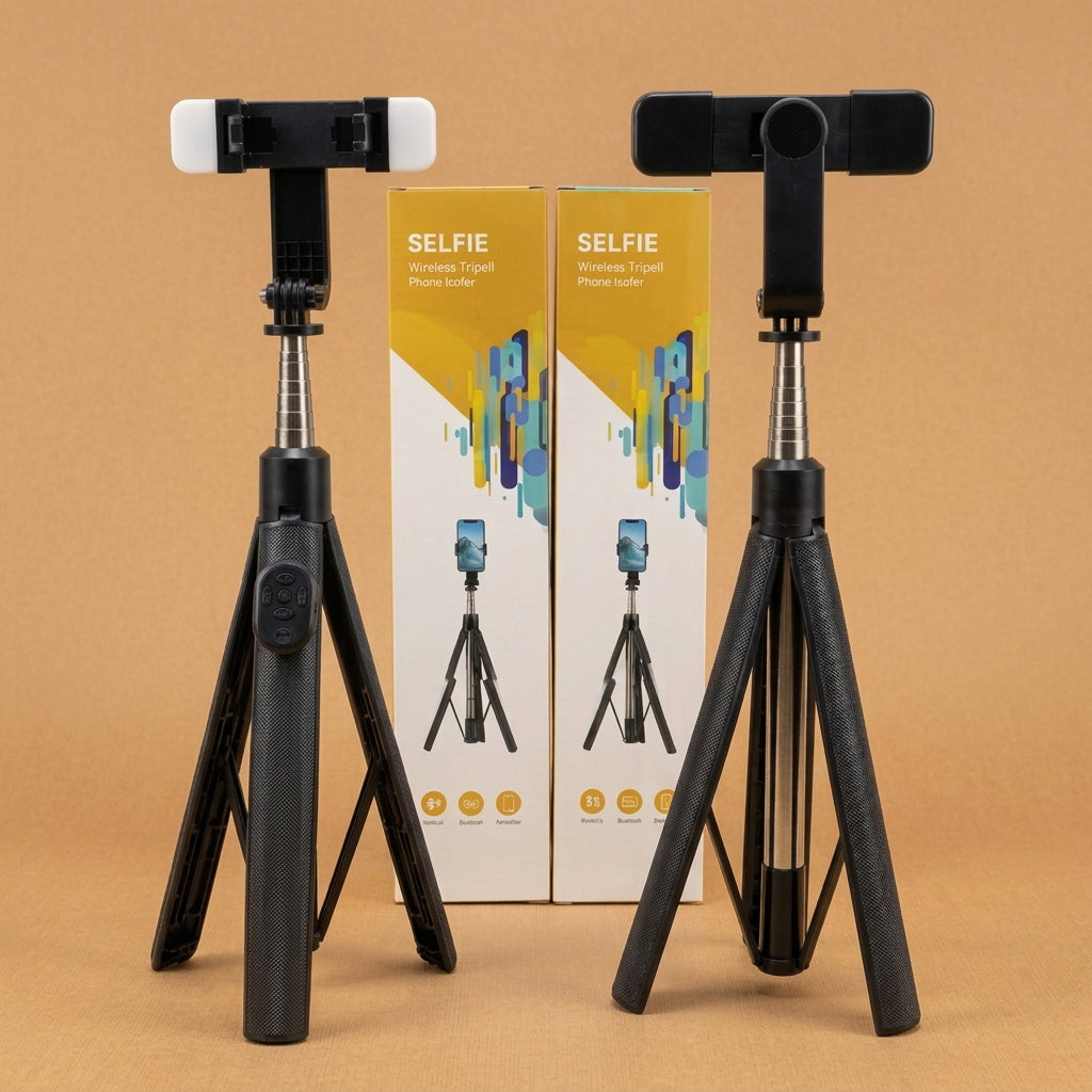 4 In 1 Selfie Stick Tripod With Bluetooth Remote Connection Mobile Holder