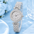 Luxury Floral Crystal Quartz Wrist Watch for Women – Rhinestone Bracelet Analog Fashion Wristwatch for Daily Wear, Party & Gift
