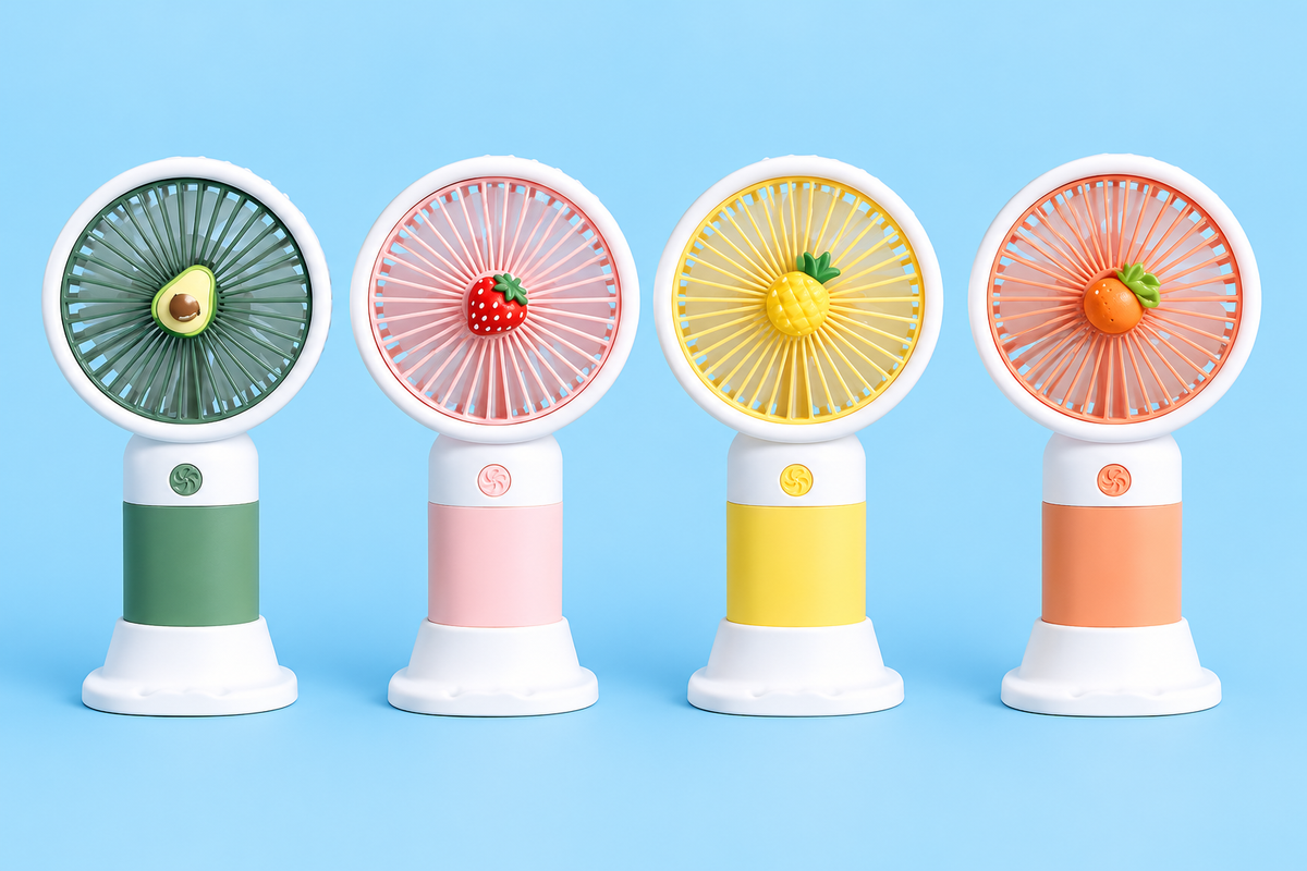 Rechargeable Mini Handy Fan Portable USB Cooling Fan Cute Design Handheld Fan for Kids and Travel - With Cable (Random Color)